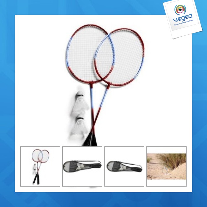 Juego de 2 raquetas de bádminton de metal