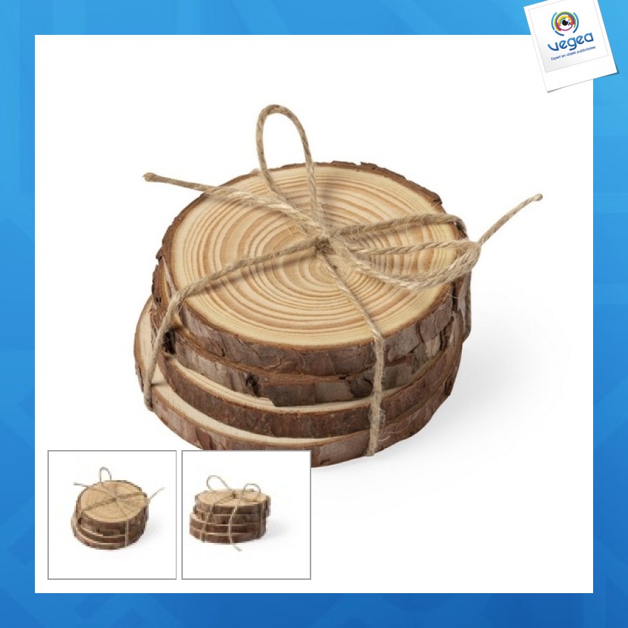 Juego de 4 posavasos de madera