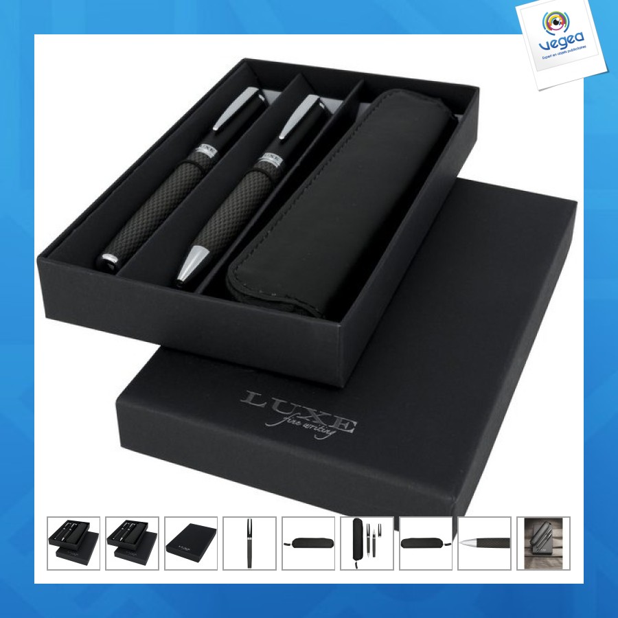 Juego de bolígrafo y bolígrafo de carbono rodante