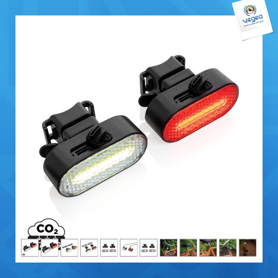 Juego de luces usb de plástico para bicicleta rcs lumino