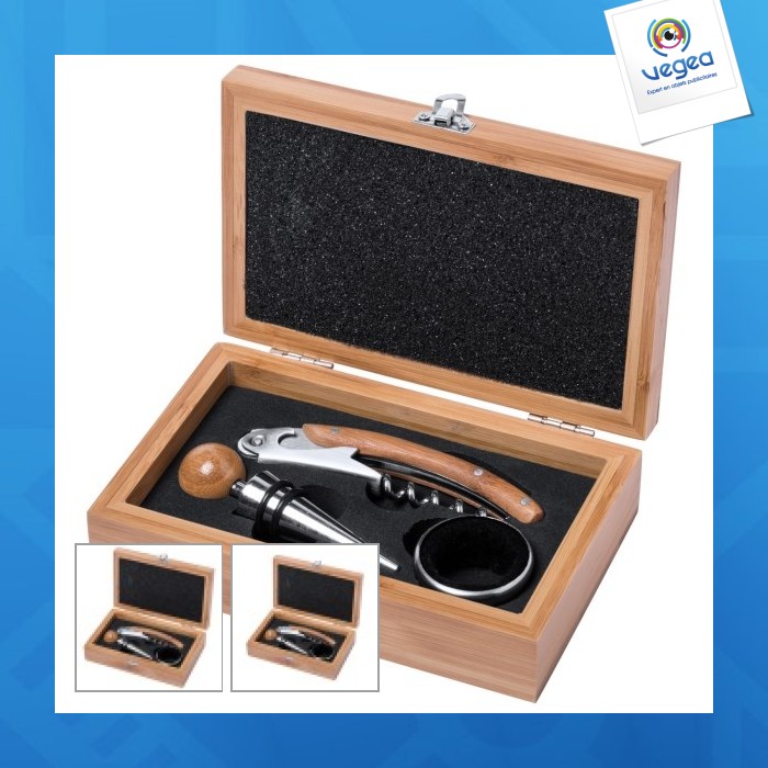 Juego de vino personalizable - petit coffret bois