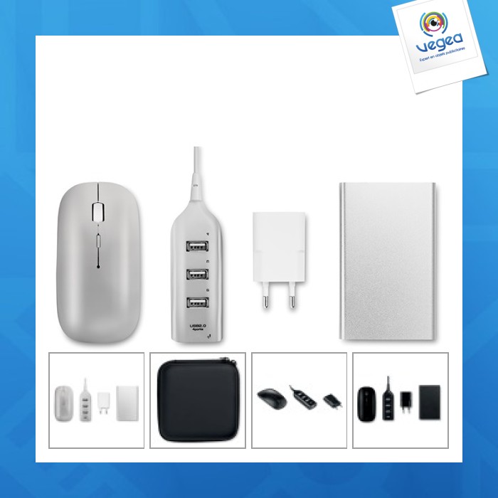 Kit de accesorios de ordenador: ratón, hub, powerbank