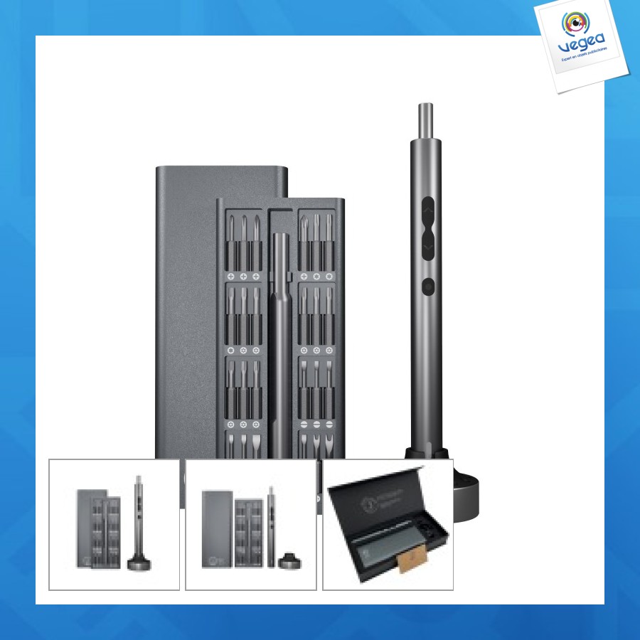 Kit de herramientas con destornillador eléctrico y base de carga importar