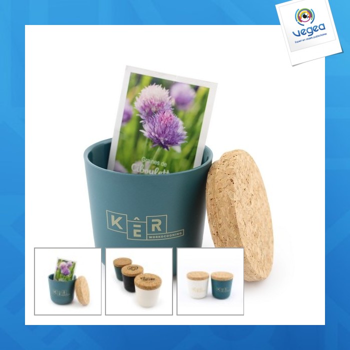 Kit de plantación personalizable maceta de bambú con tapa de corcho