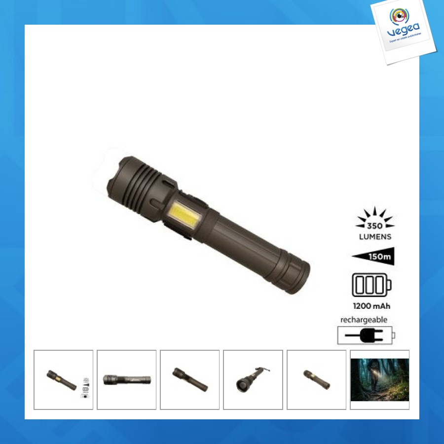 Lampe-torche personalizable rechargeable 2 en 1 'rigel' m