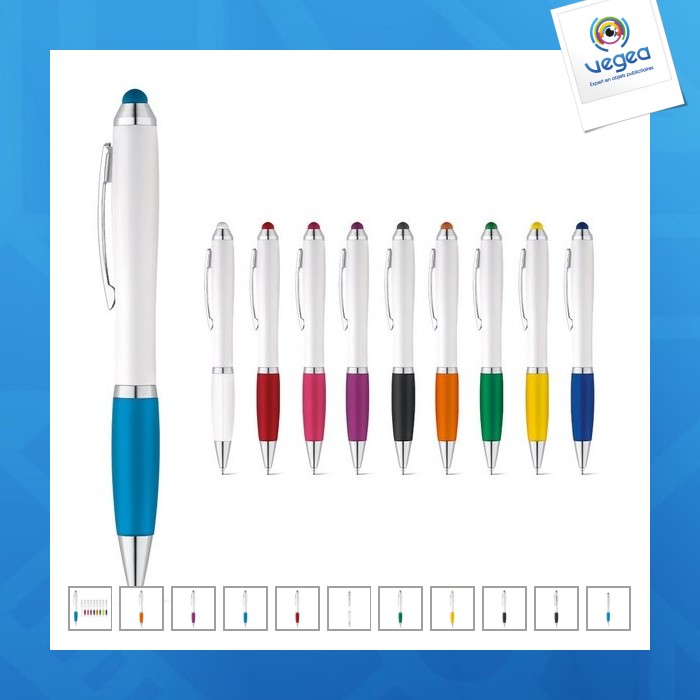 Lápiz óptico bicolor con clip metálico