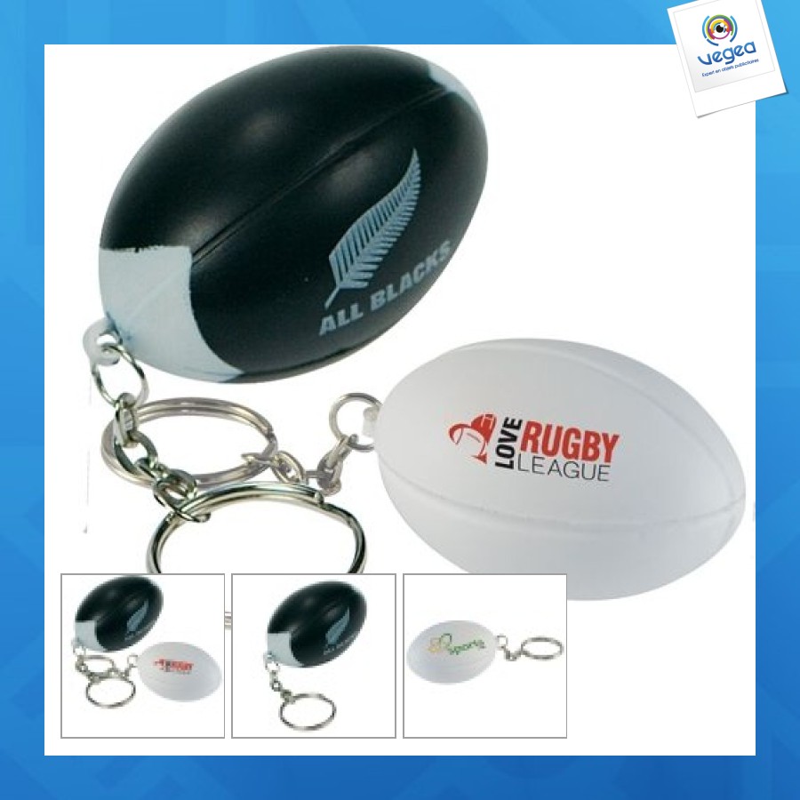 Llavero antiestrés balón de rugby personalizable