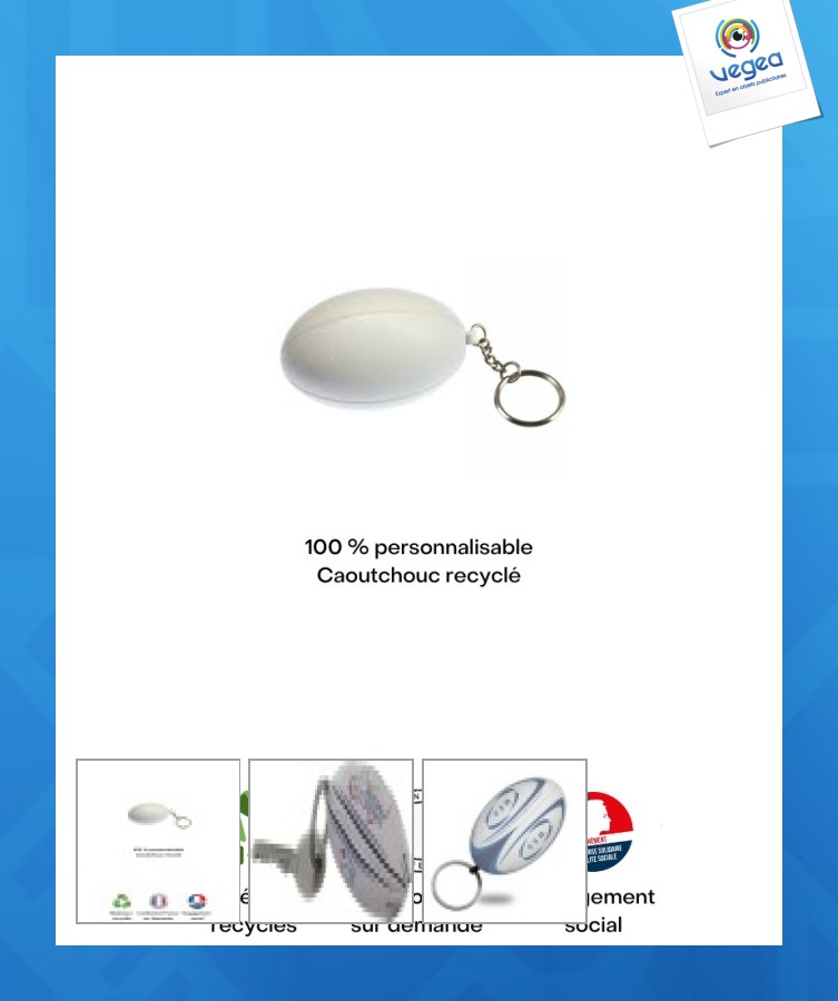 Llavero reciclado de balón de rugby