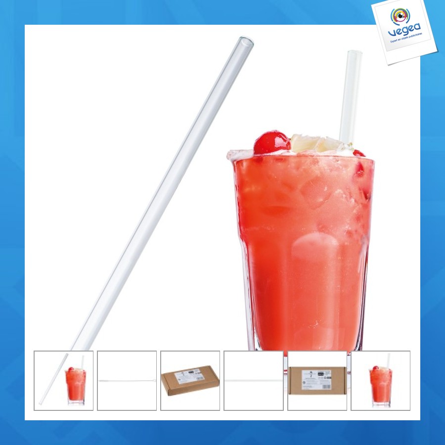 Lot de 50 pailles de promoción en verre 20 cm