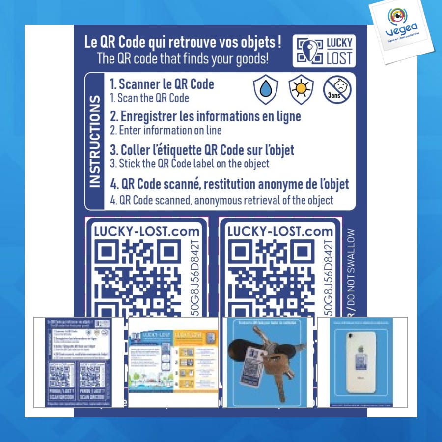 Lucky-lost 2 códigos qr placa adhesiva