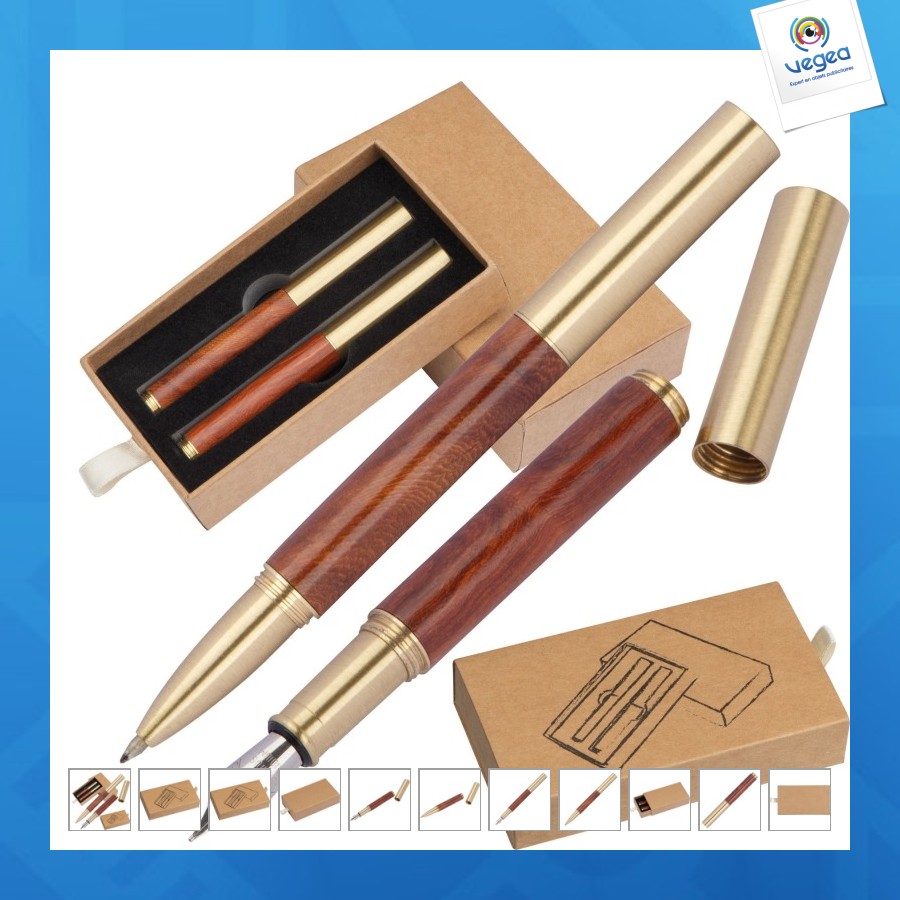 Mini set d'écriture - stylo plume personalizable et stylo roller