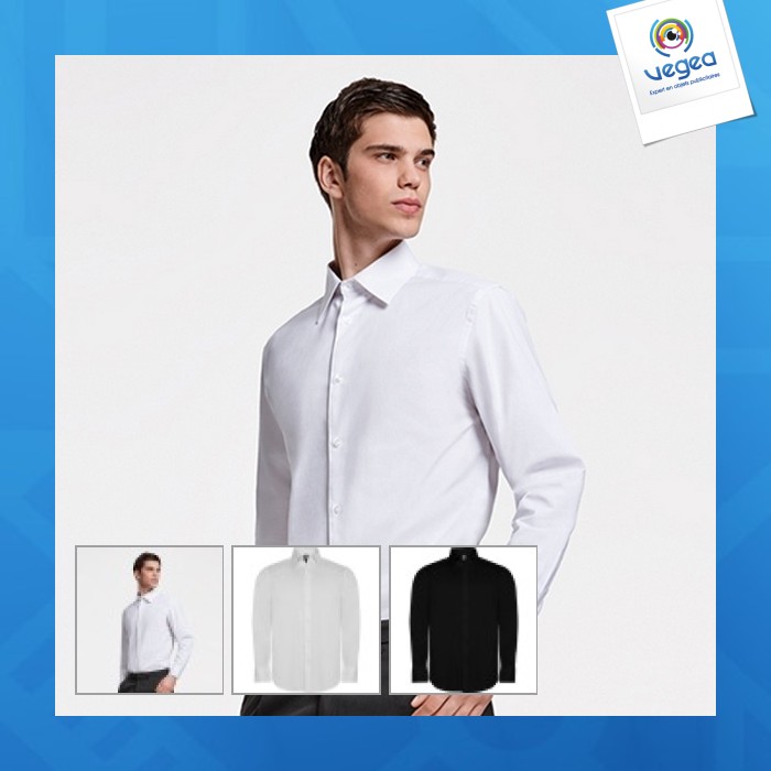 Moscu - camisa de tejido elástico, mangas largas y cuello con tejido reforzado
