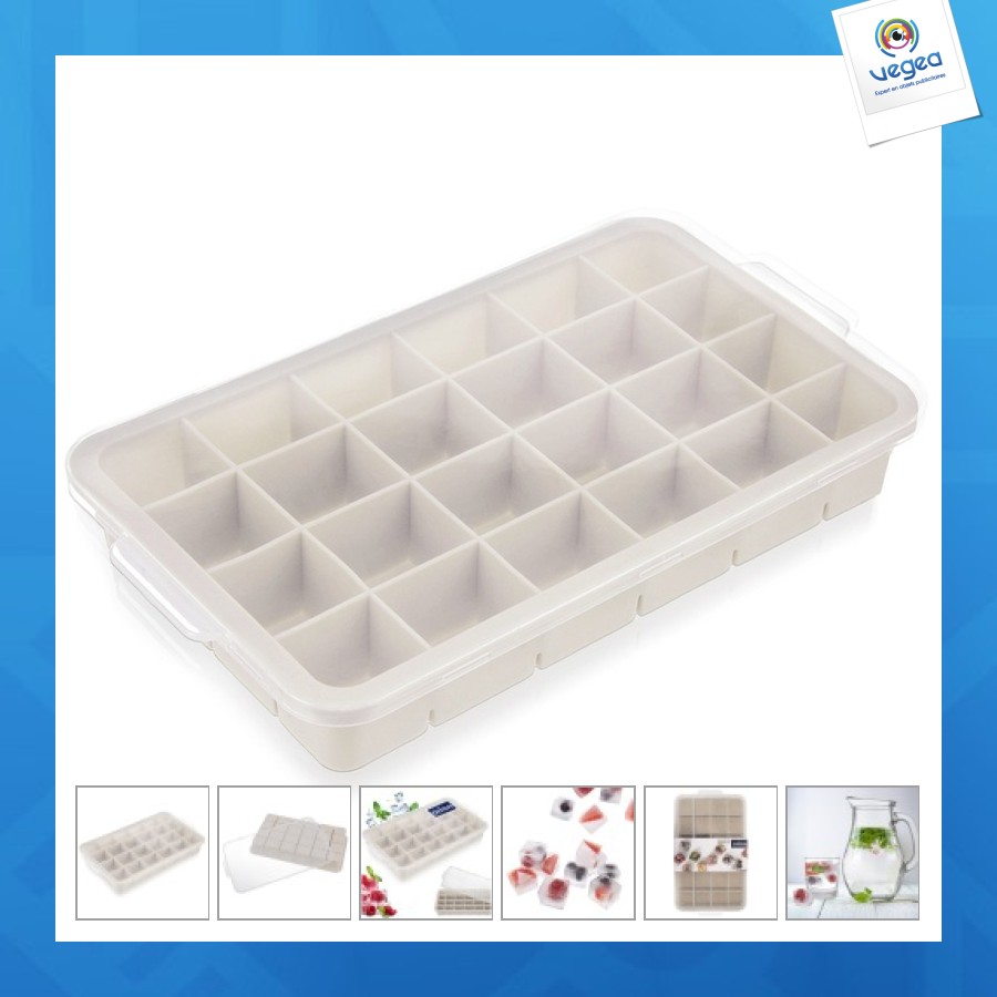 Moule à glaçons a personalizable avec couvercle en silicone, beige