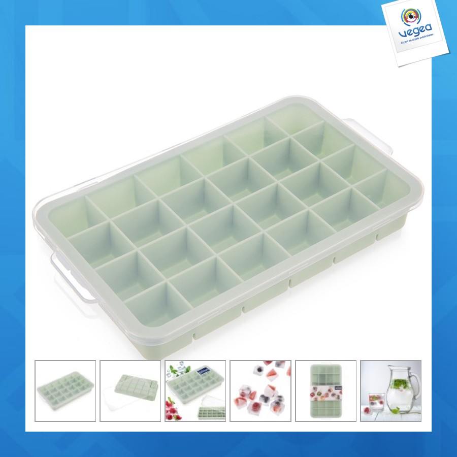 Moule à glaçons e de promoción en silicone vert avec couvercle
