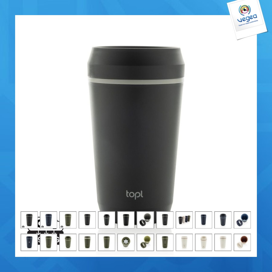 Mug de promoción 354ml avec couvercle 360 en plastique recyclé topl