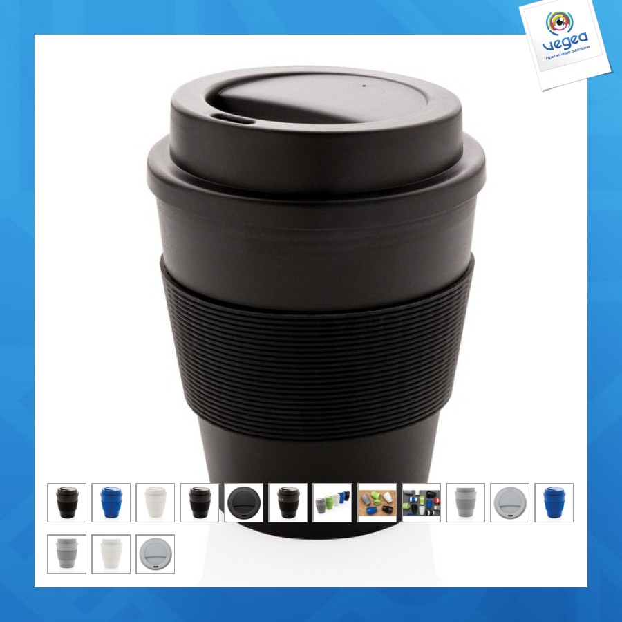 Mug de promoción en pp recyclable avec couvercle à vis 350ml
