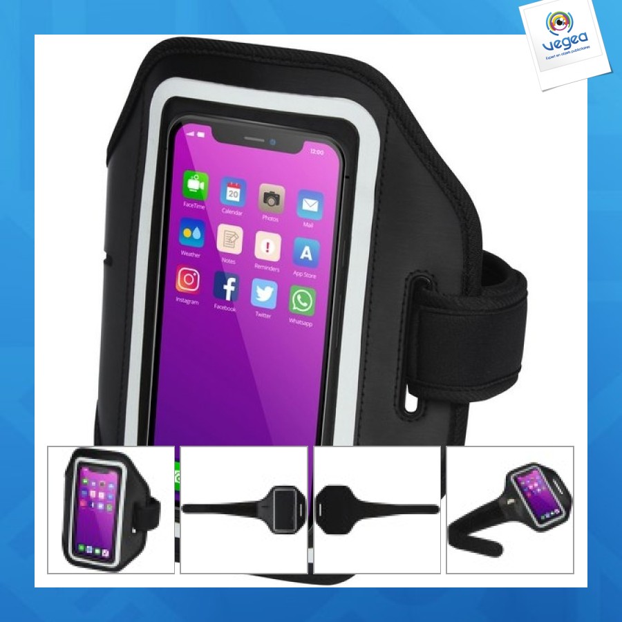 Muñequera reflectante para smartphone con funda transparente haile