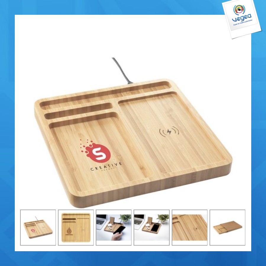 Organizador y cargador bamboo docking station