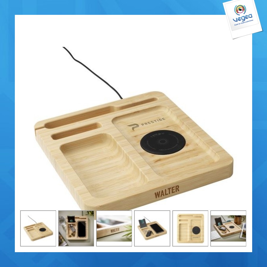 Organizador y cargador walter bamboo single dock 15w