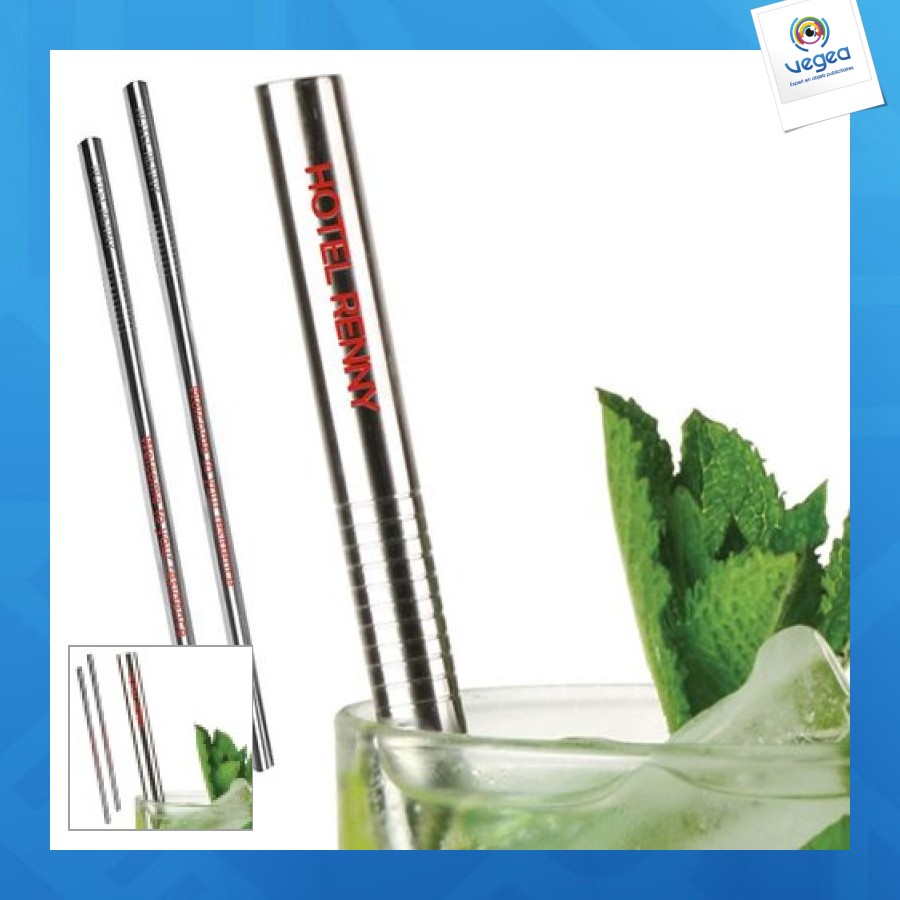 Paille personalizable en acier inoxydable