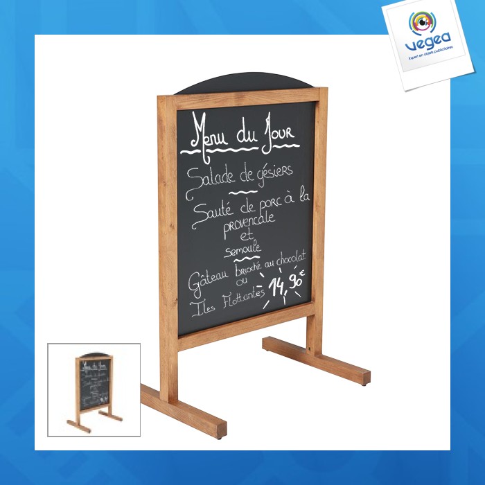 Panel de pizarra personalizable imantado vertical h.78xa.60 cm pies de madera