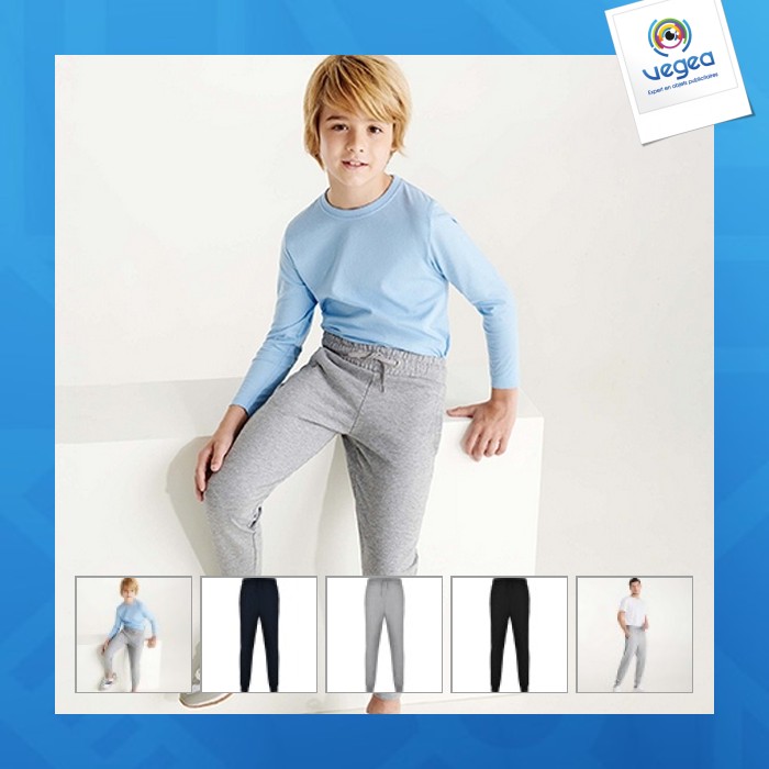 Pantalón de chándal, cintura ancha ajustable con cordón, puños ajustables, costuras reforzadas adelpho (tallas infantiles)