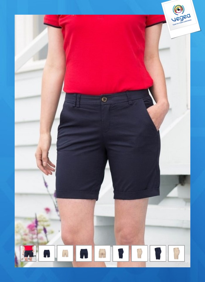 Pantalones cortos chinos elásticos para mujer