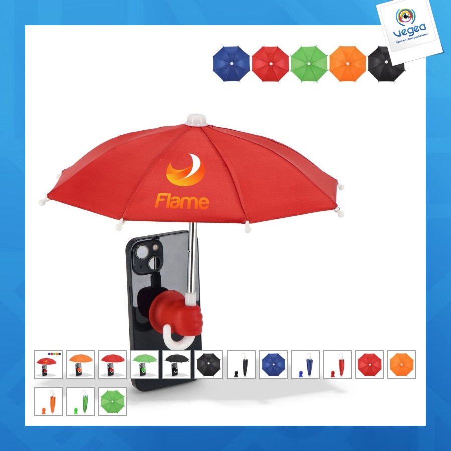 Parapluie pour téléphone avec support de promoción à ventouse