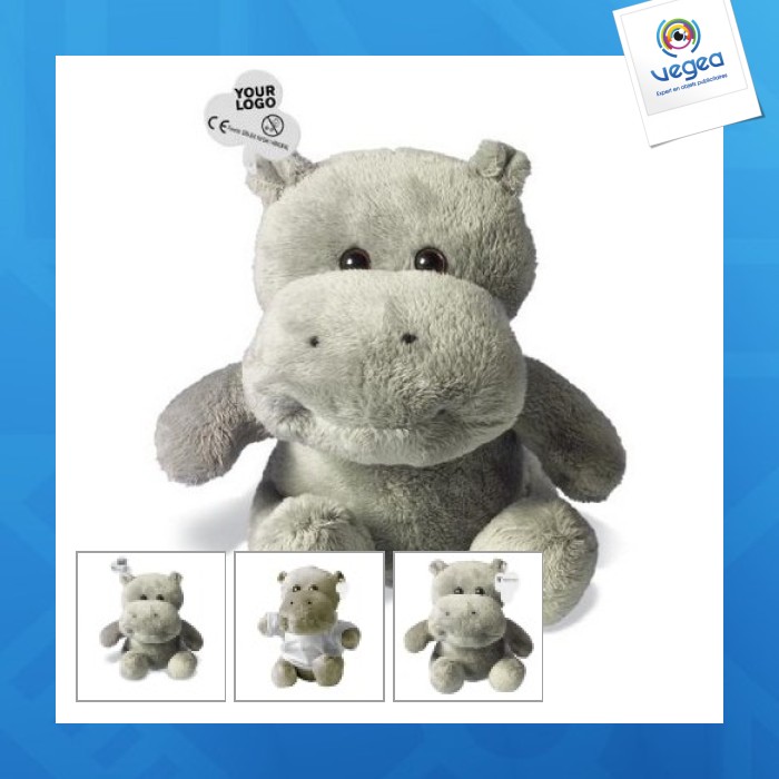 Peluche de hipopótamo, modelo pequeño, sin camiseta