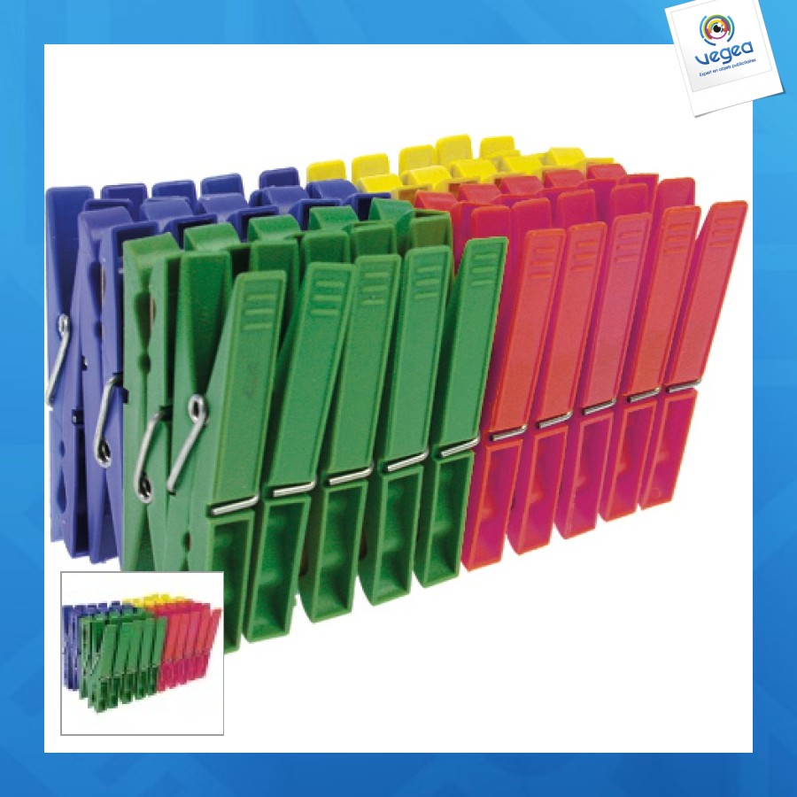 Pince à linge personalizable 40 couleurs assorties carte 7x1cm