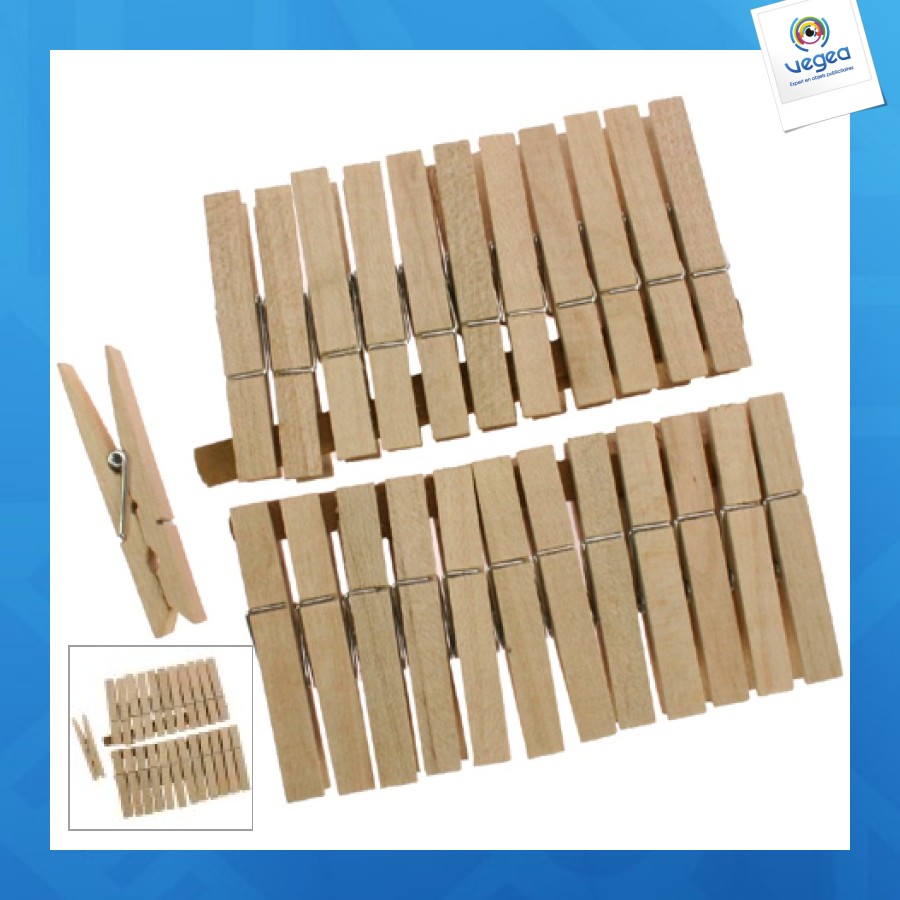Pince à linge personalizable 7cm 24er naturel pinewood