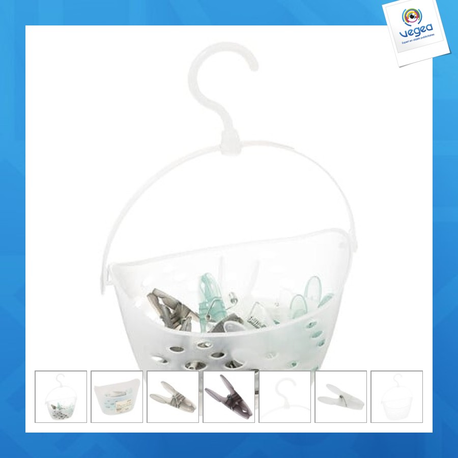 Pince linge x24 panier, transparent