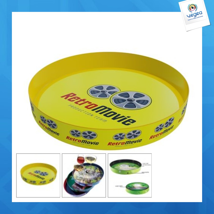 Plateau rond à bords relevés 34.5cm