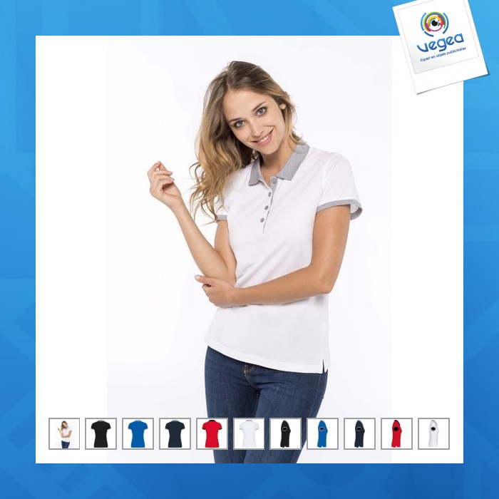 Polo de piqué bicolor para mujer - kariban