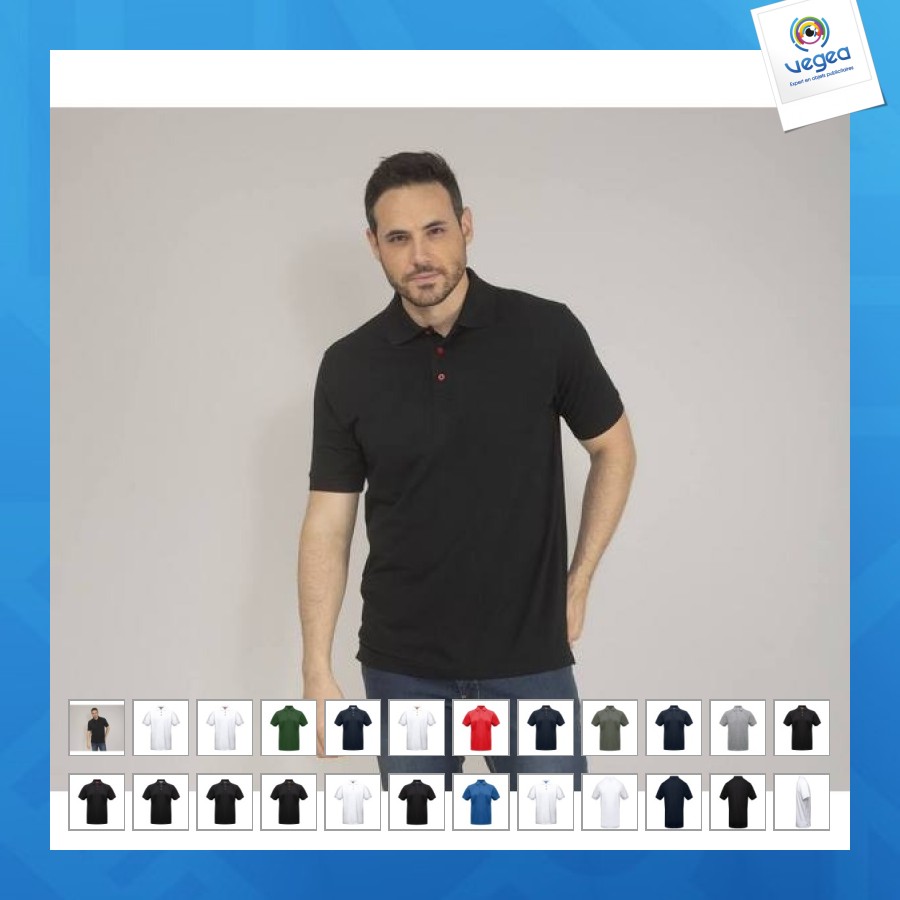 Polo de promoción avec boutons contrastés