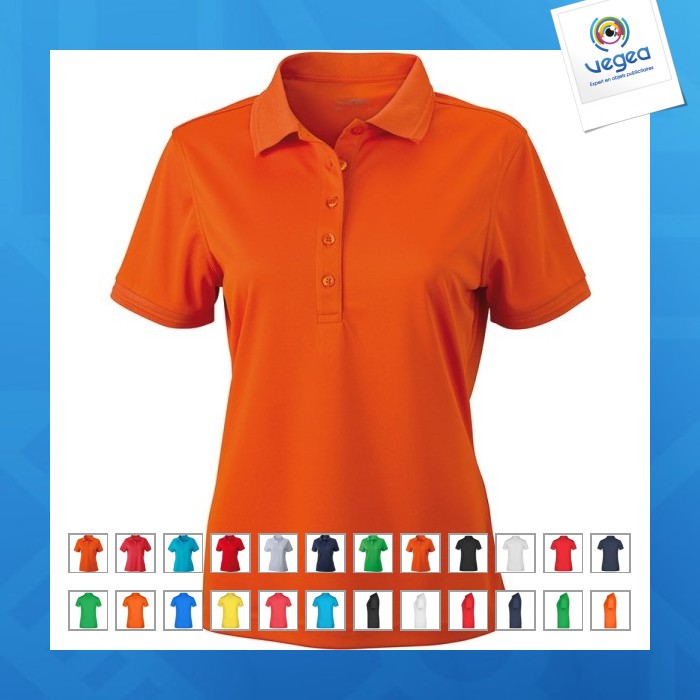 Polo liso de manga corta para mujer