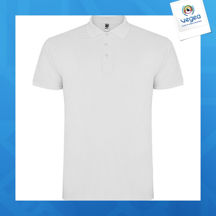 Polo personalizable de hombre de manga corta star (blanco, tallas de niño)