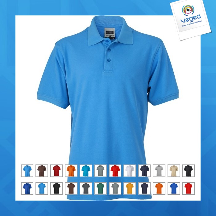 Polo personalizable de trabajo de manga corta para hombre.