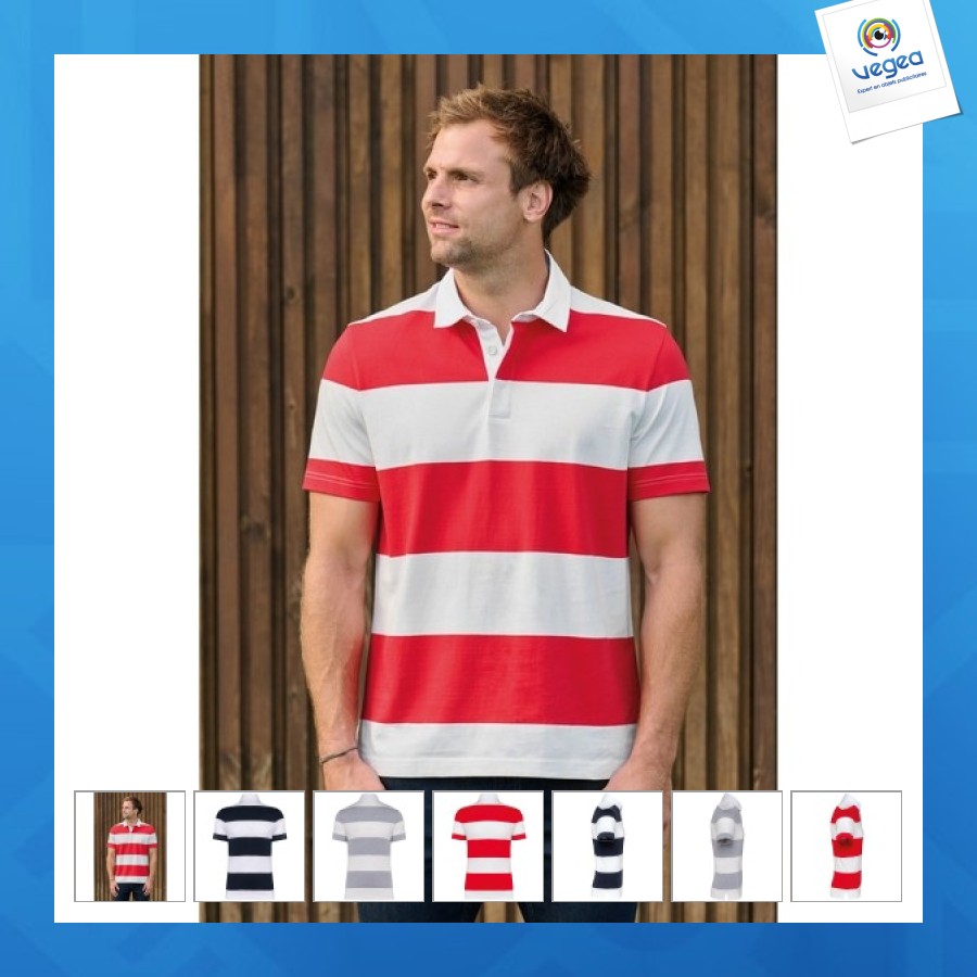 Polo unisex a rayas de manga corta