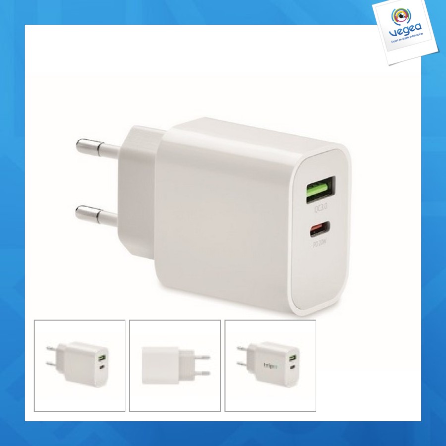 Port 18w 2 puertos usb cargador personalizable enchufe ue