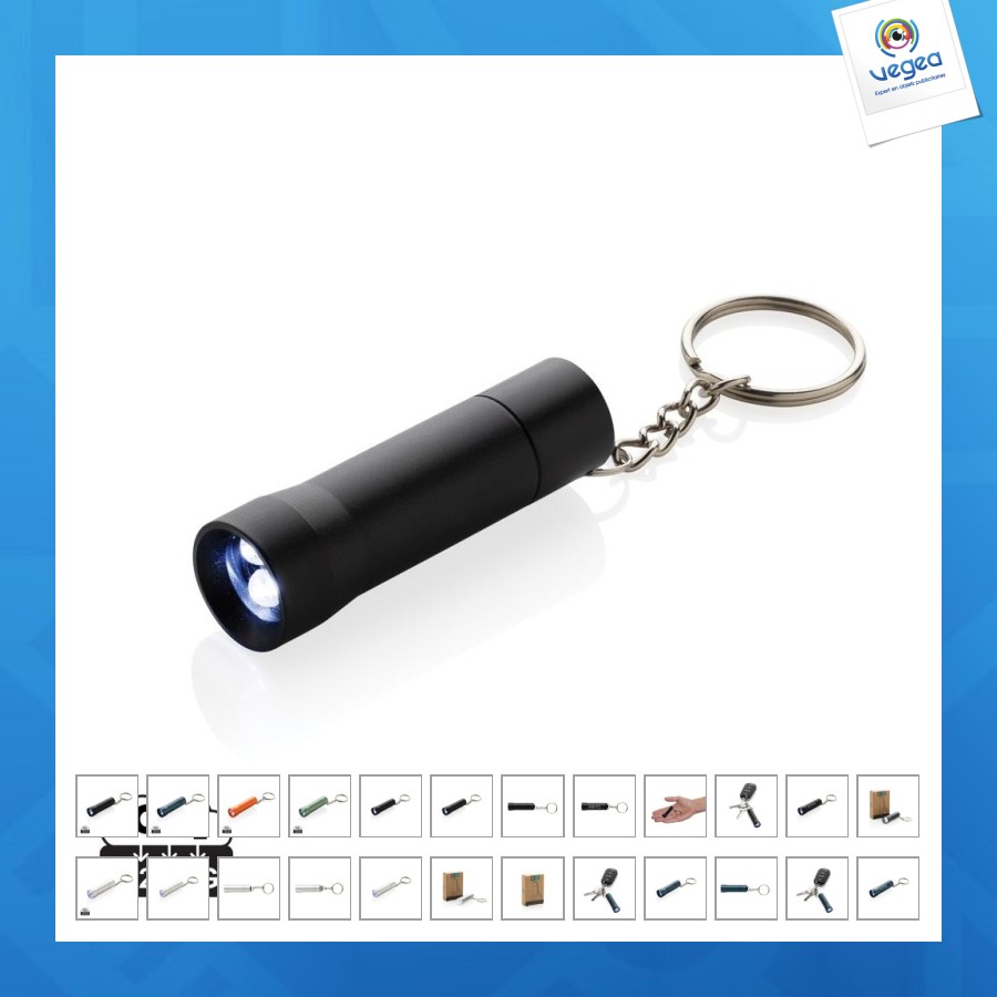 Porte-clés de promoción torche en aluminium recyclé rcs flash