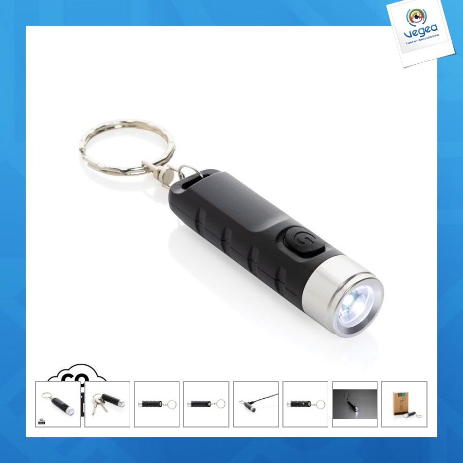 Porte-clés lampe de promoción torche charge usb en plastique rcs globix