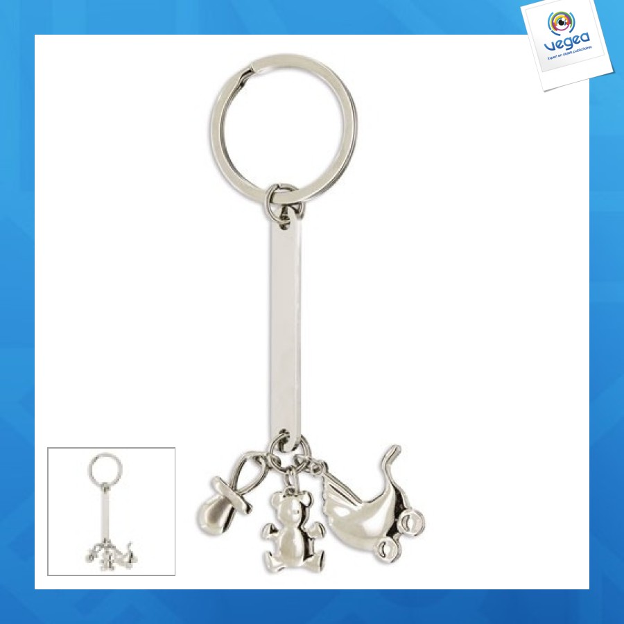 Porte-clés métal naissance charm de promoción