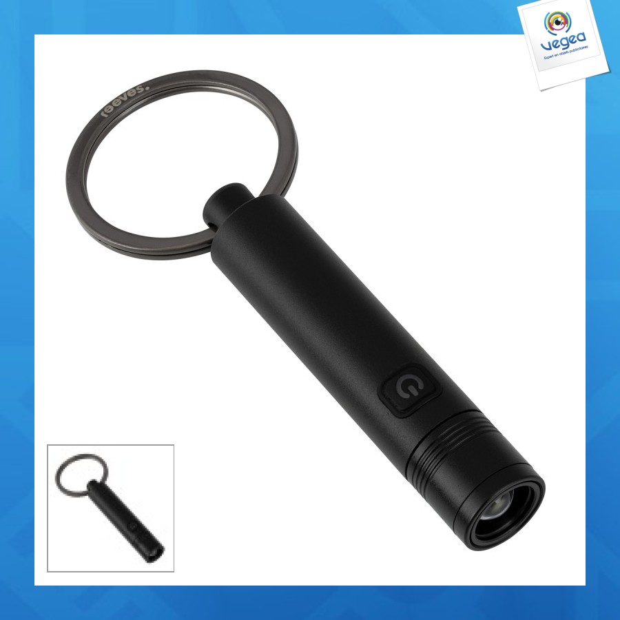Porte-clés personalizable avec lampe de poche led rechargeable reeves-porto light
