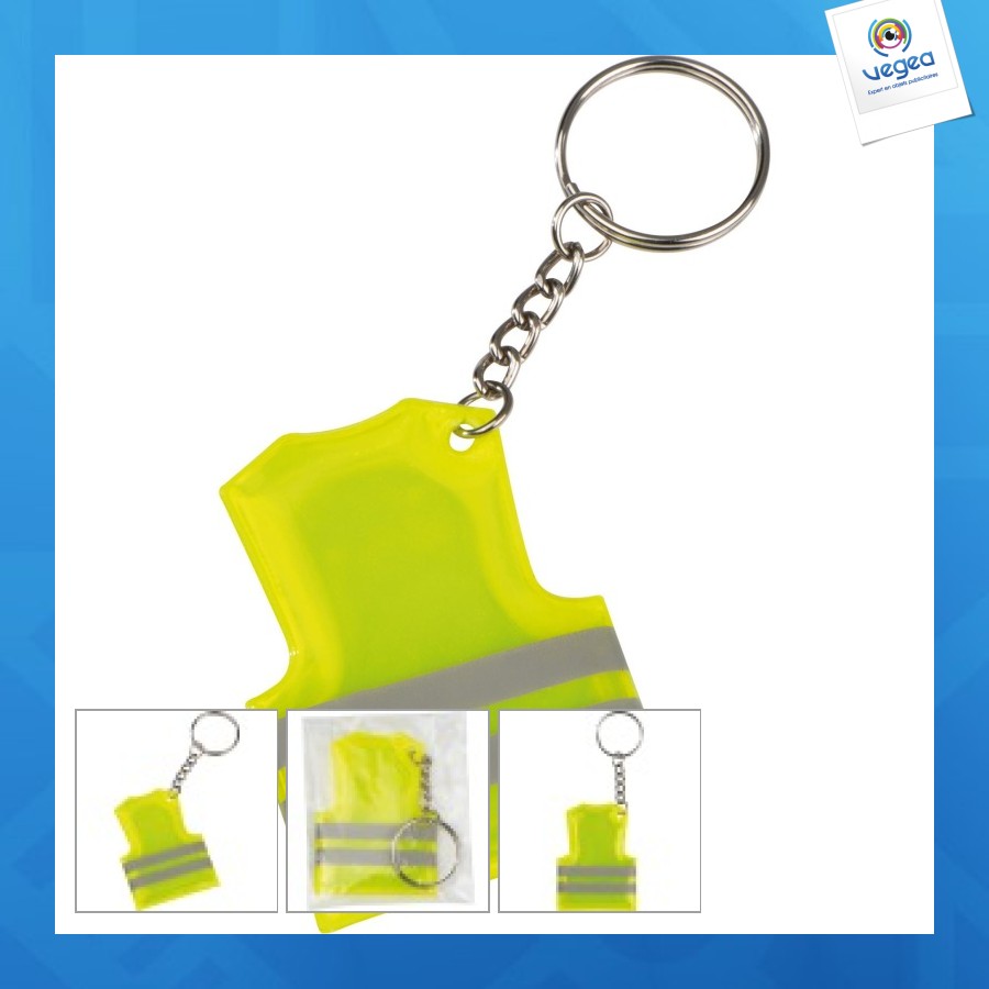 Porte-clés personalizable en forme de veste de sécurité