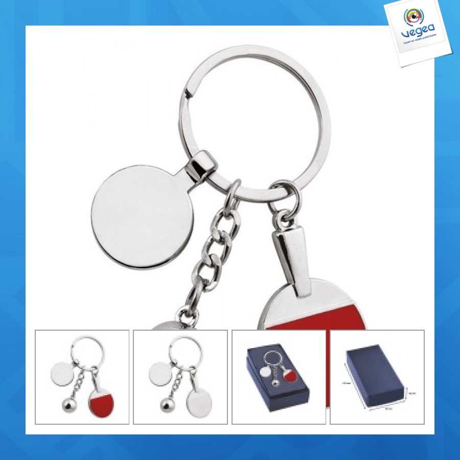 Porte-clés personalizable ping-pong avec jeton