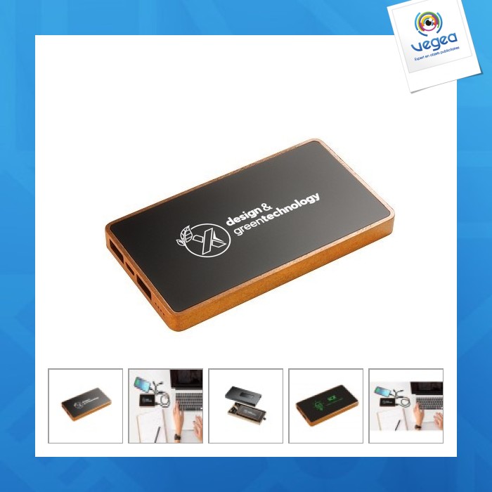 Powerbank 5000 mah acabado de madera de primera calidad