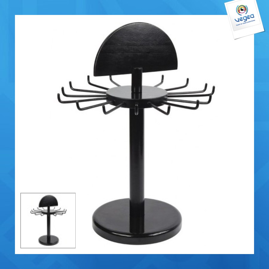 Présentoir rotatif porte-clés - bois noir