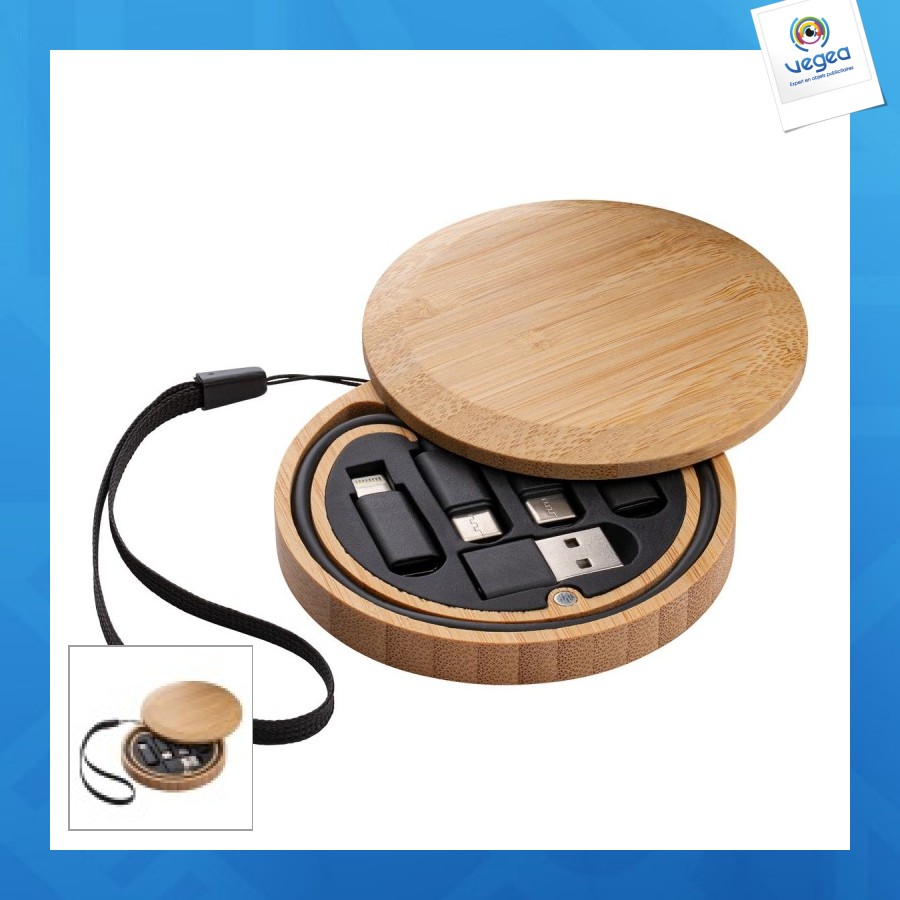 Reeves-convertics bambú cable de carga personalizable 6 en 1