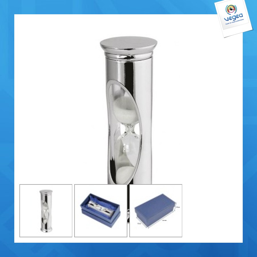 Sablier personalizable sable blanc chromé